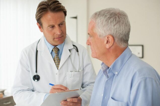 A man with prostatitis is being examined by a urologist